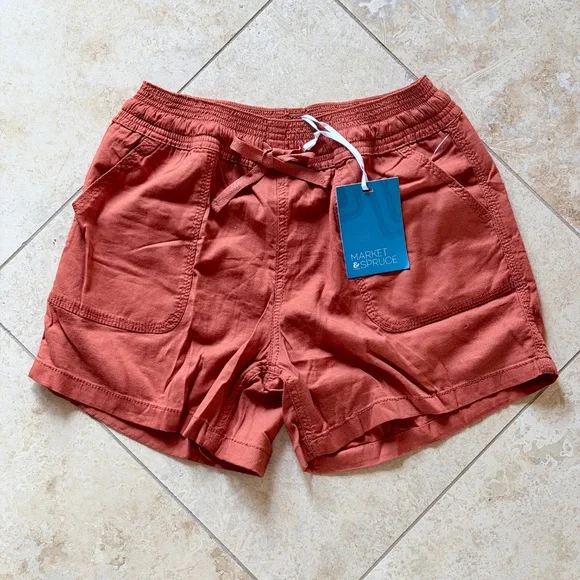 MARKET & SPRUCE | Jolene Mid-Rise Pull-On Short in Burnt Orange, Size Small - Picture 2 of 6